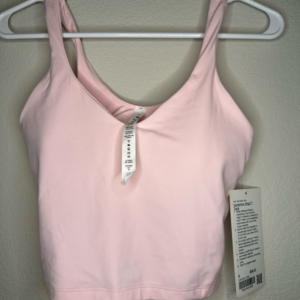 🆕🍓 RARE lululemon strawberry milkshake pink align tank with bra pad size 6